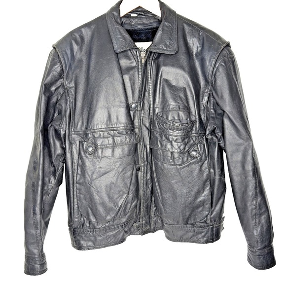 Vintage Wilsons Suede & Leather Jacket Mens 42 Black Bomber Faux Fur Lined 90s - Picture 1 of 9